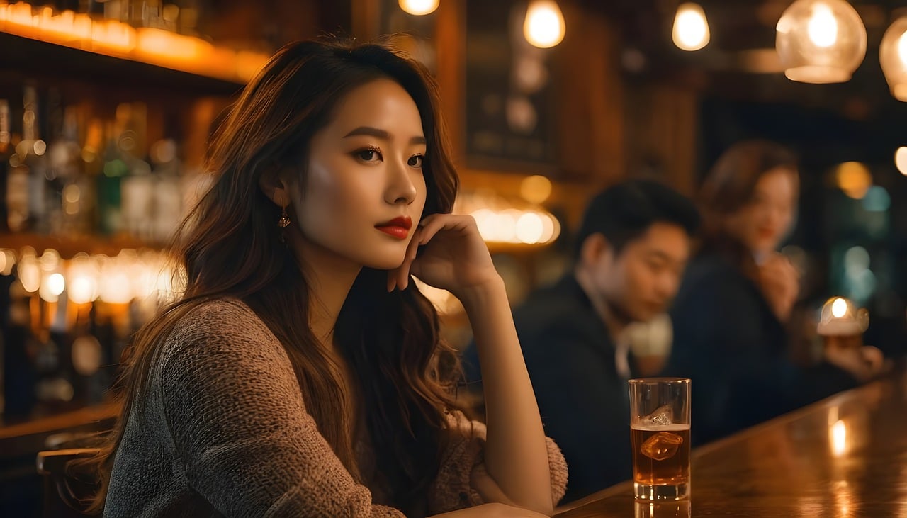 女人 亚裔 型 女孩 女性 酒吧