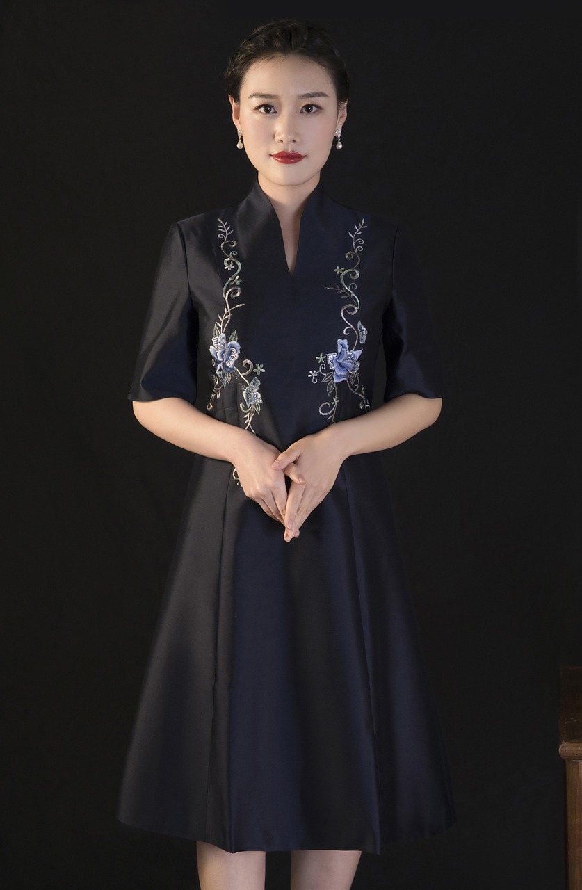女人 美 肖像 连衣裙 时尚 型 姿势 女性 女孩 亚裔