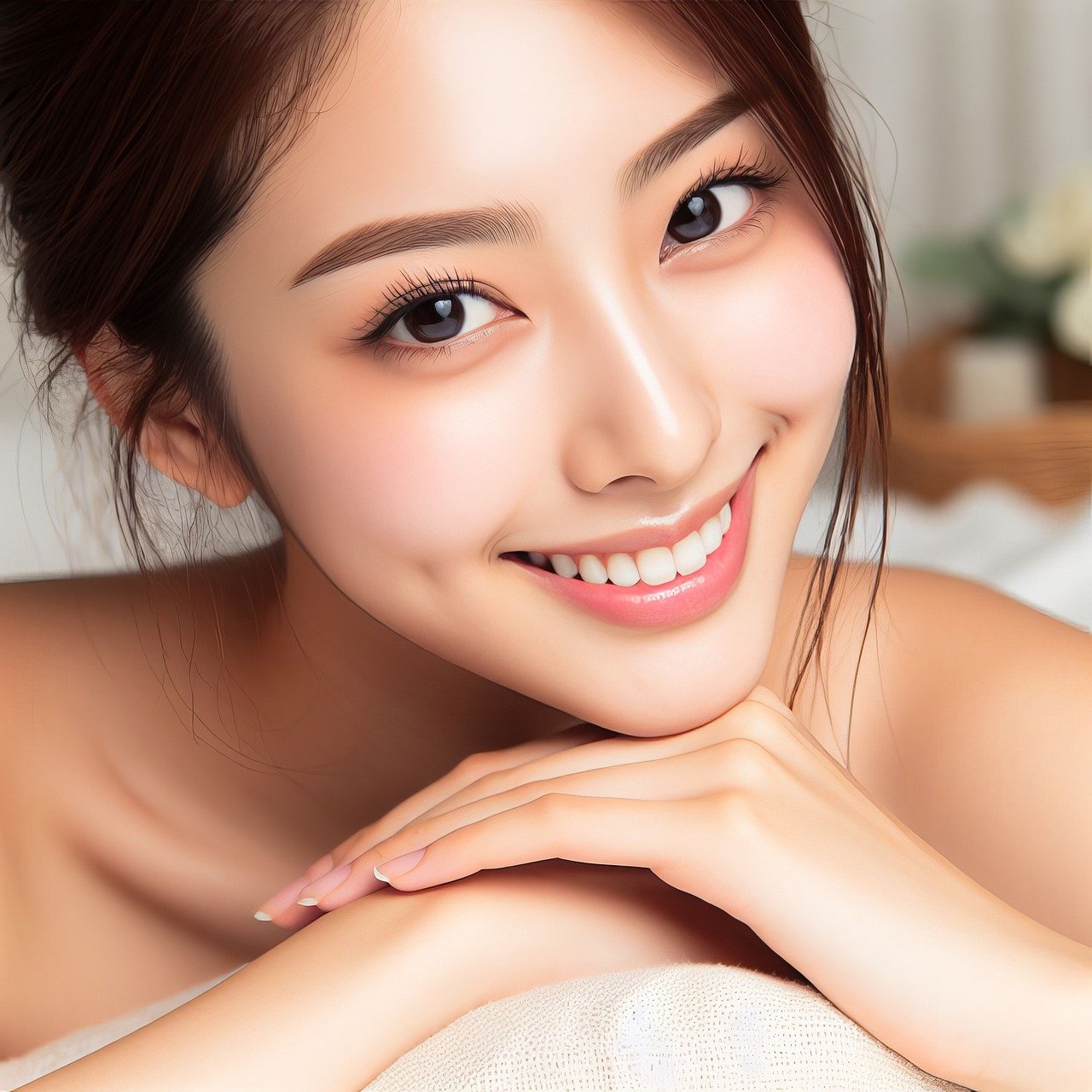 日语 女人 肖像 女孩 型 美 美丽 姿势 微笑 亚裔 快乐